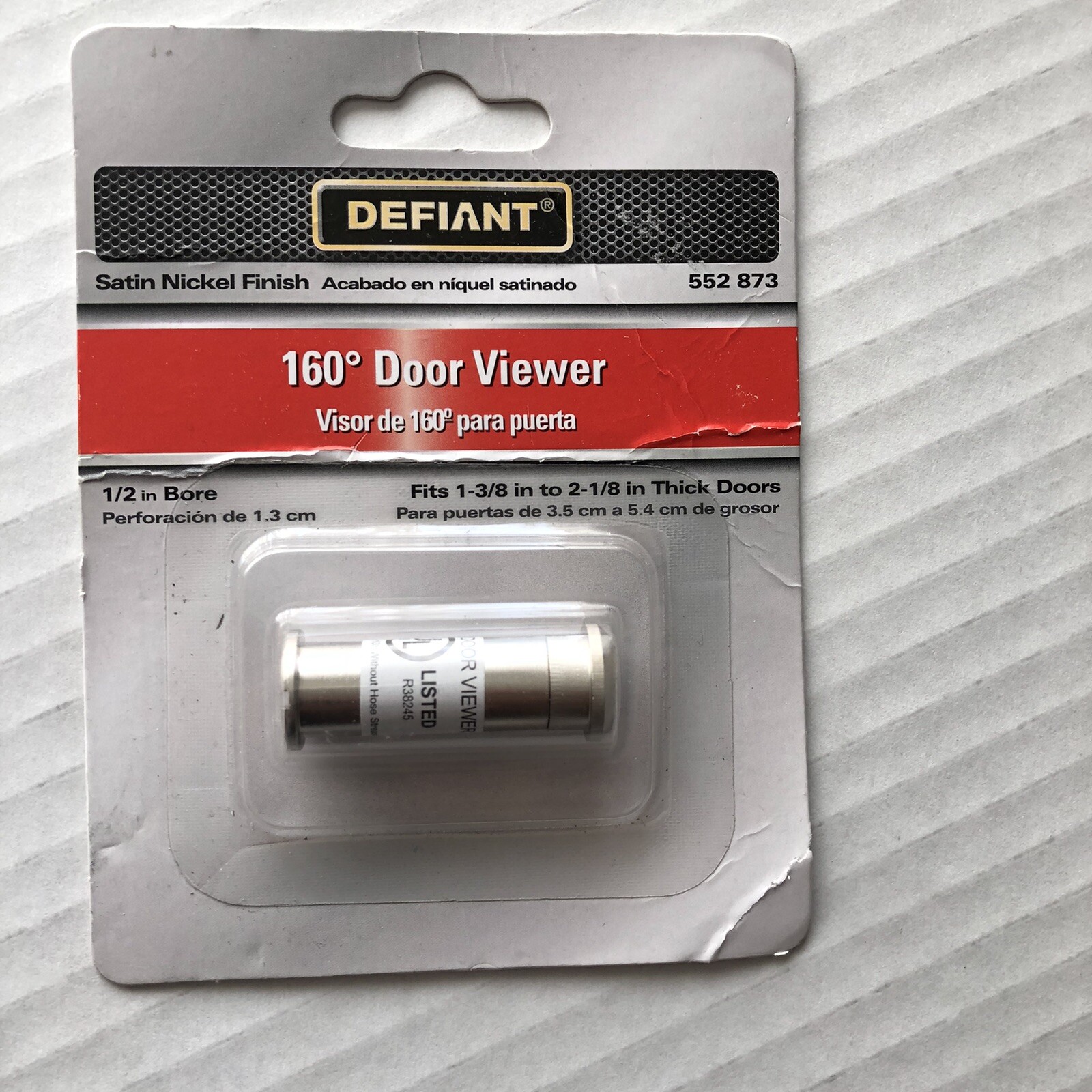 Defiant Brand 160 Degree Door Viewer Peephole Satin Nickel Finish 552 873 NEW