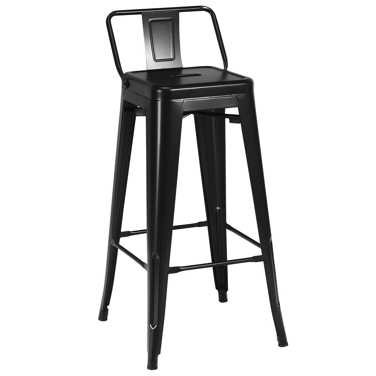 4 PCS Industrial Style Metal Bar Stools 30" Bar Height Barstools Low Back Black