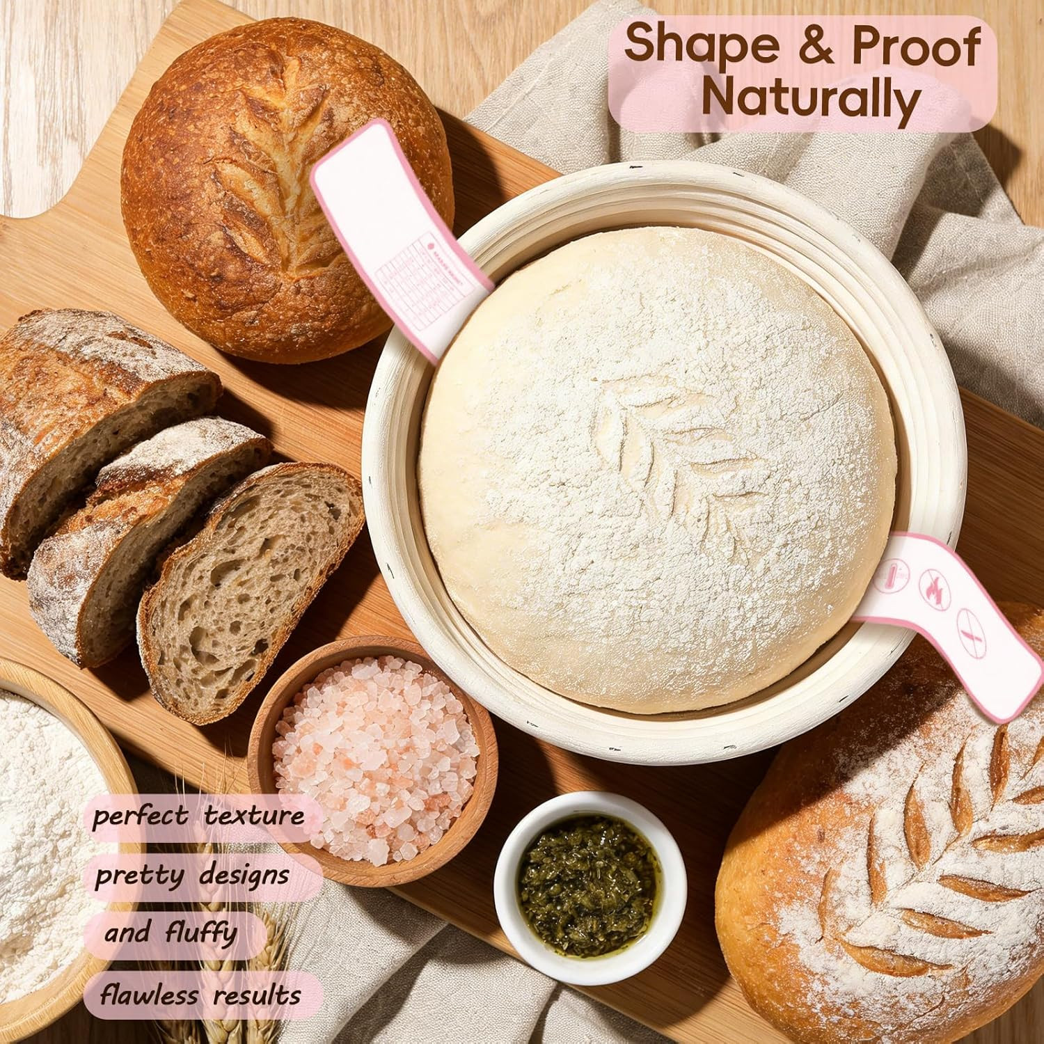 Sourdough Starter Kit, Sourdough Bread Baking Supplies with Banneton Bread Proof