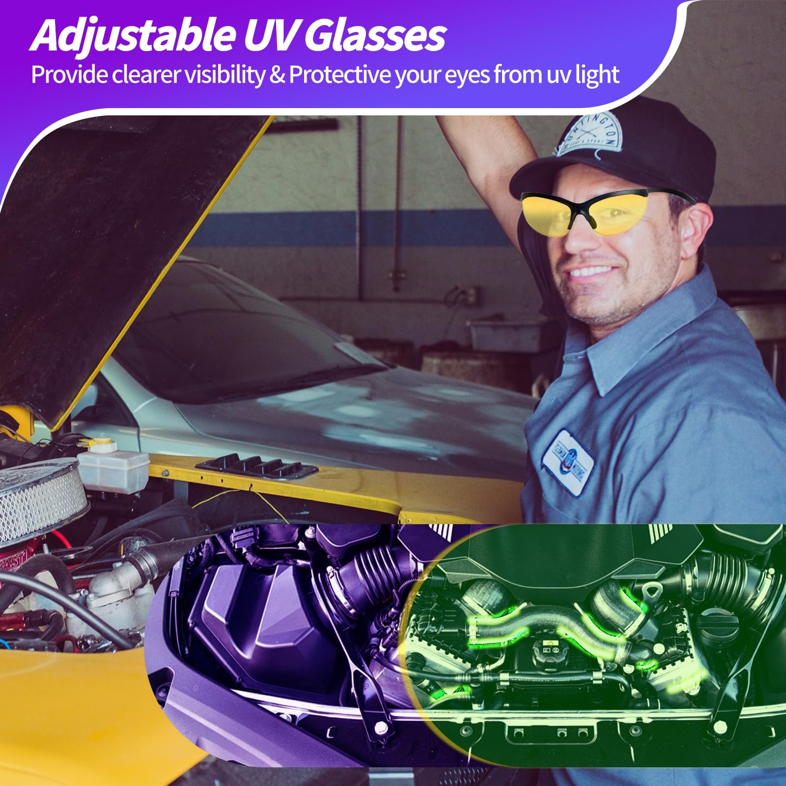 REALHUNLEE Air Conditioner UV Dye Leak Detector, Pro Auto Oil AC UV Dye Leak ...