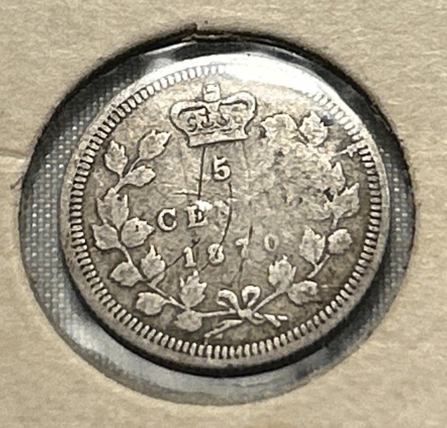 CANADA-1870 WIRE RIM 5 CENT SILVER