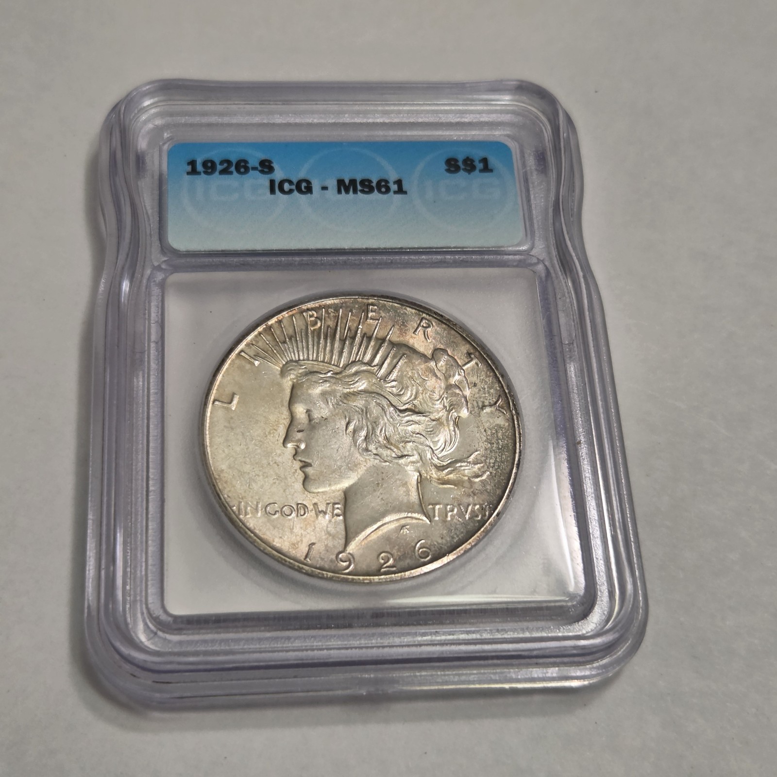 1926 s peace silver dollar ICG MS61