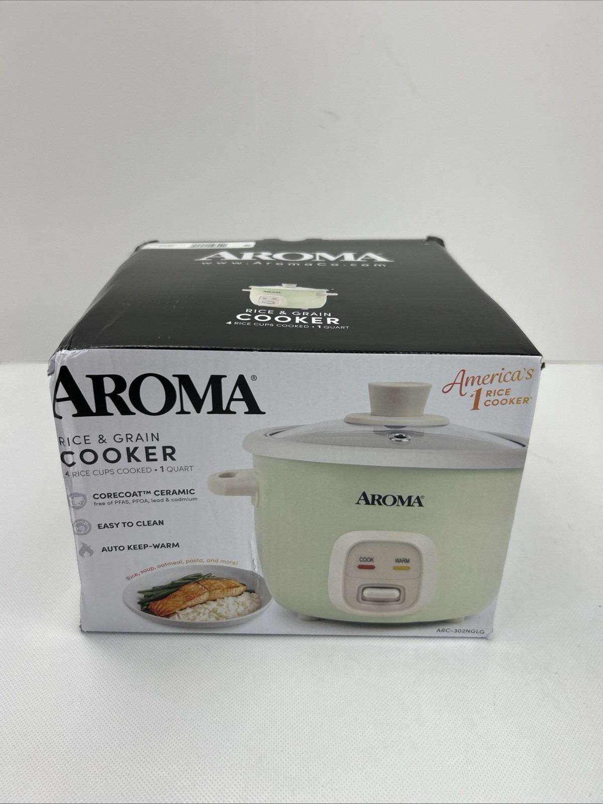 AROMA® Mini Rice Cooker , 4-Cup (Cooked), Grain Light Green