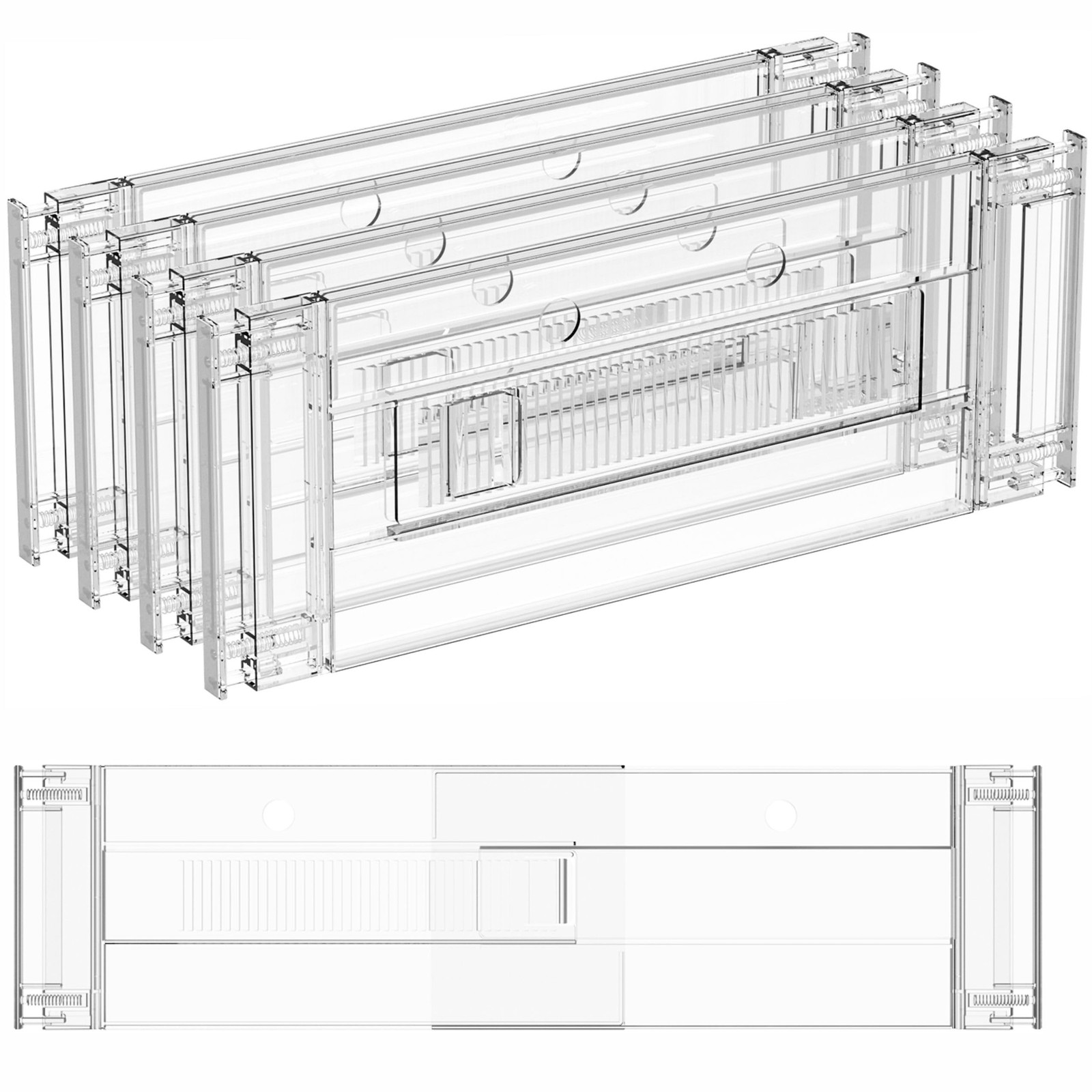 4 Pack Clear Acrylic Drawer Divider 6 Inch High,Expandable from 14-20'',Adjus...