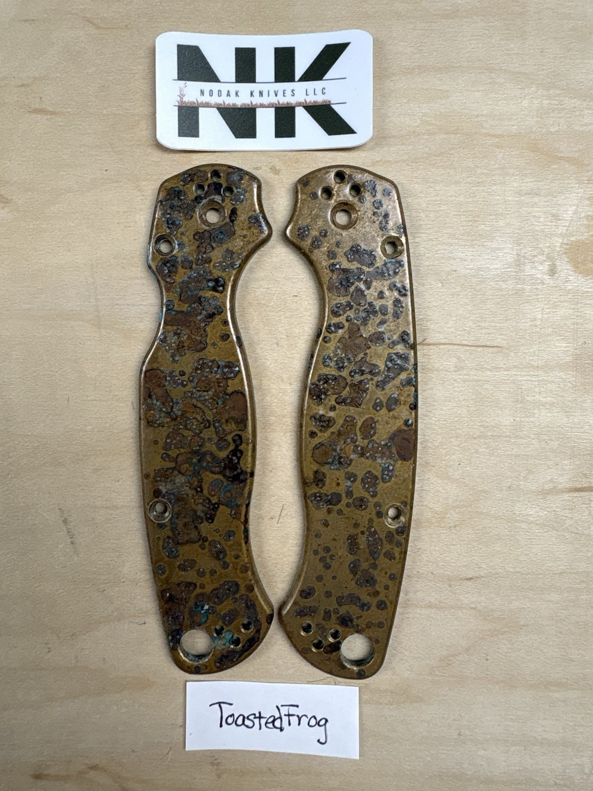 Nodak Custom “Toasted Frog” Shipwreck Bronze Spyderco PM2 Handle Scales