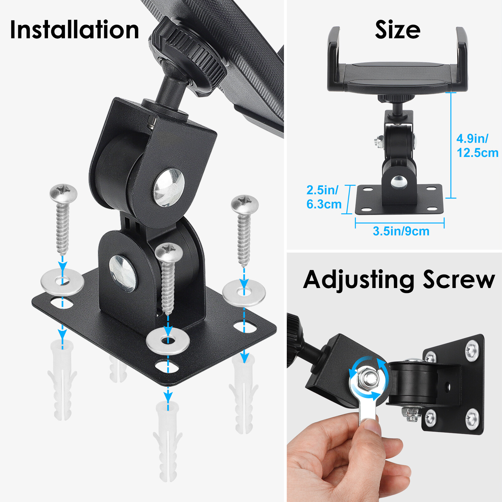 iPad Wall Mount 360° Rotating Tablet Wall Holder for 4.7-12.9" iPhone Tablet