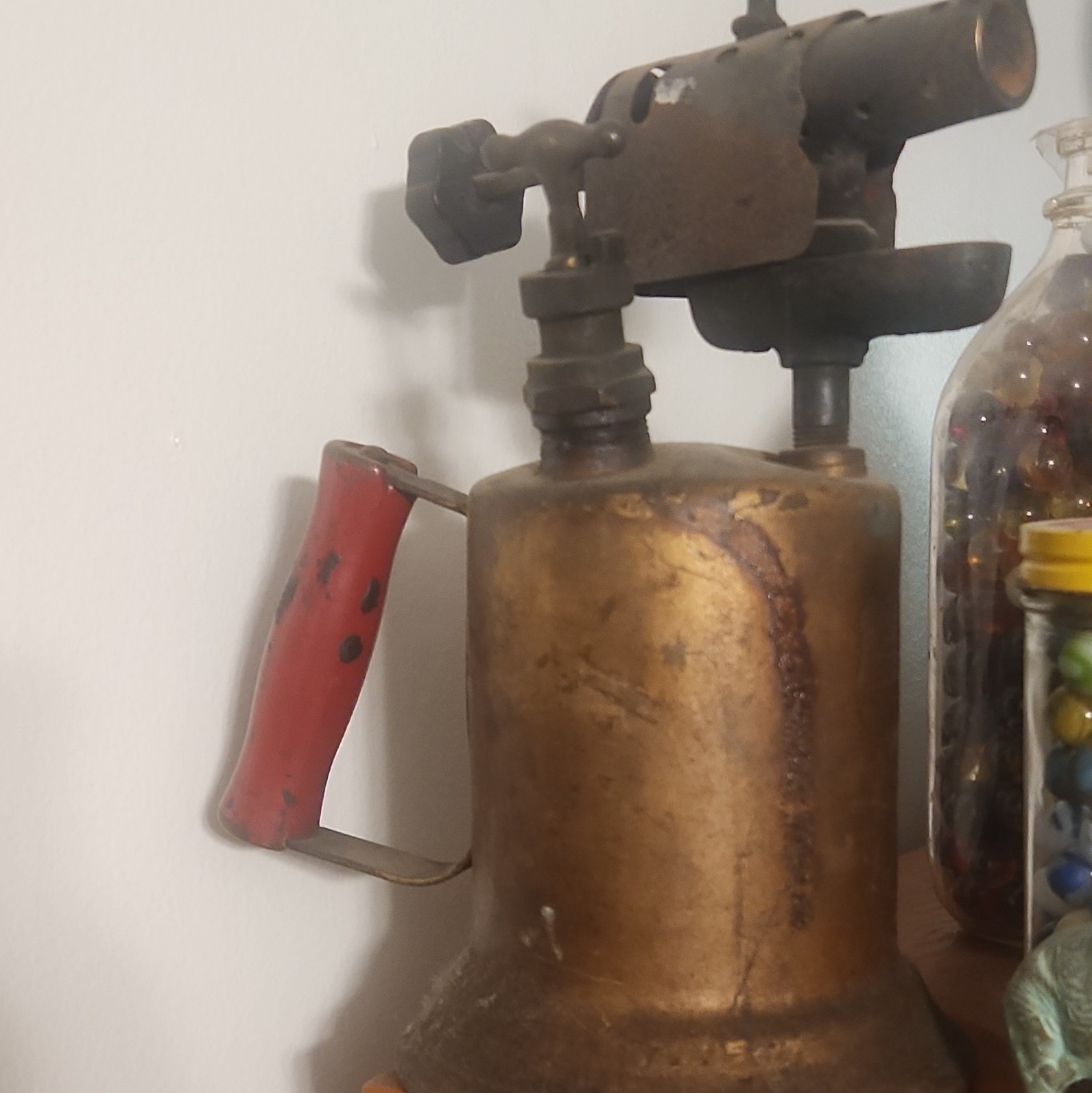 Clayton & Lambert Brass Blowtorch/Soldering Torch with Red Handle