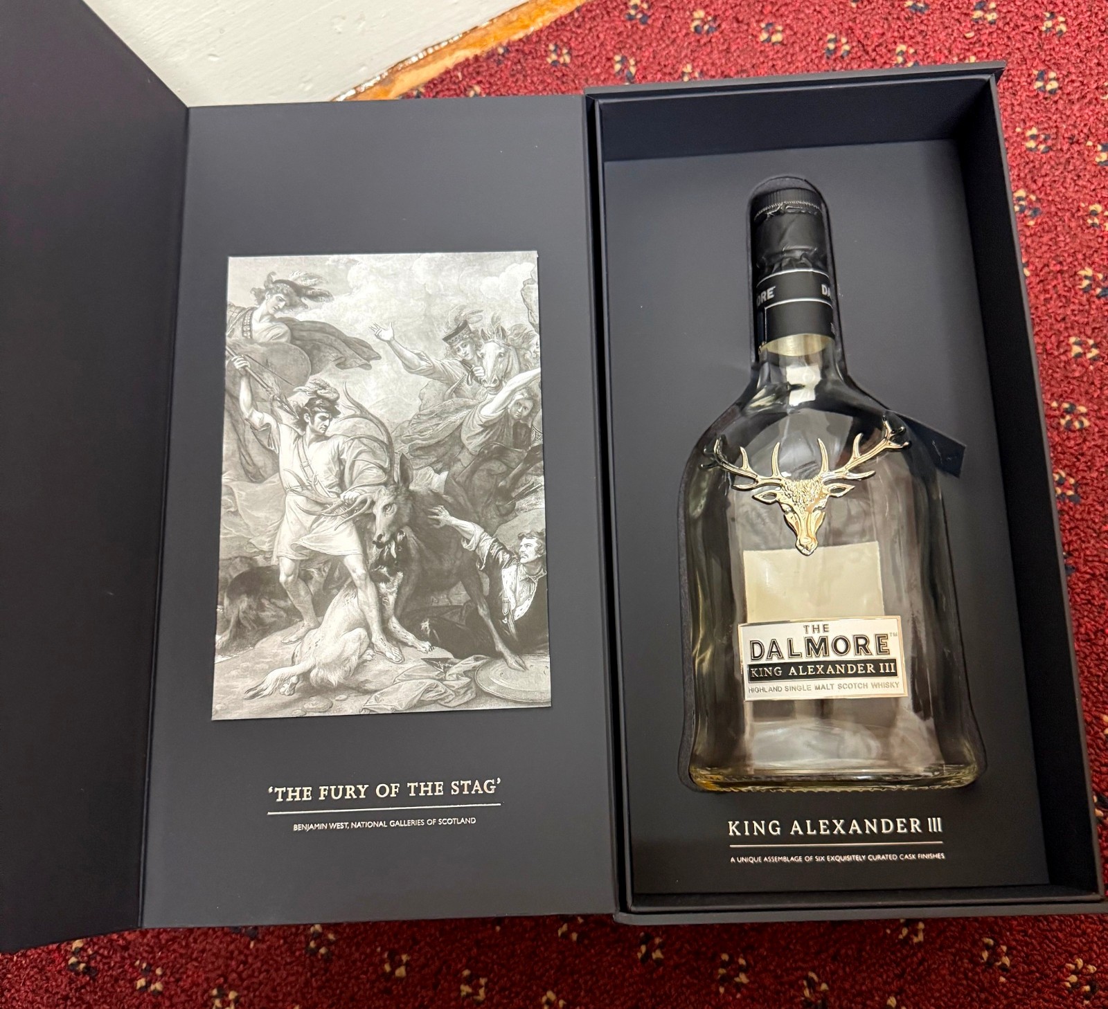 2023 DALMORE KING ALEXANDER III, empty bottle and box. glenlivet glenfiddich