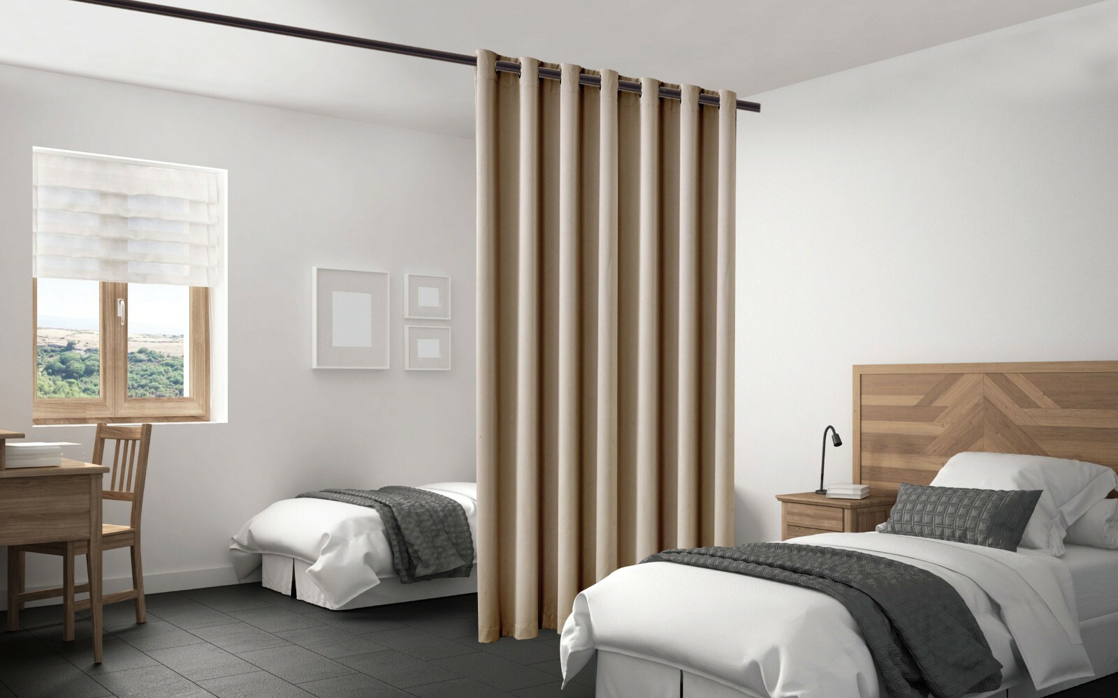 Blackout Room Divider Curtain Panel Privacy Screen Thermal Insulated Taupe Color