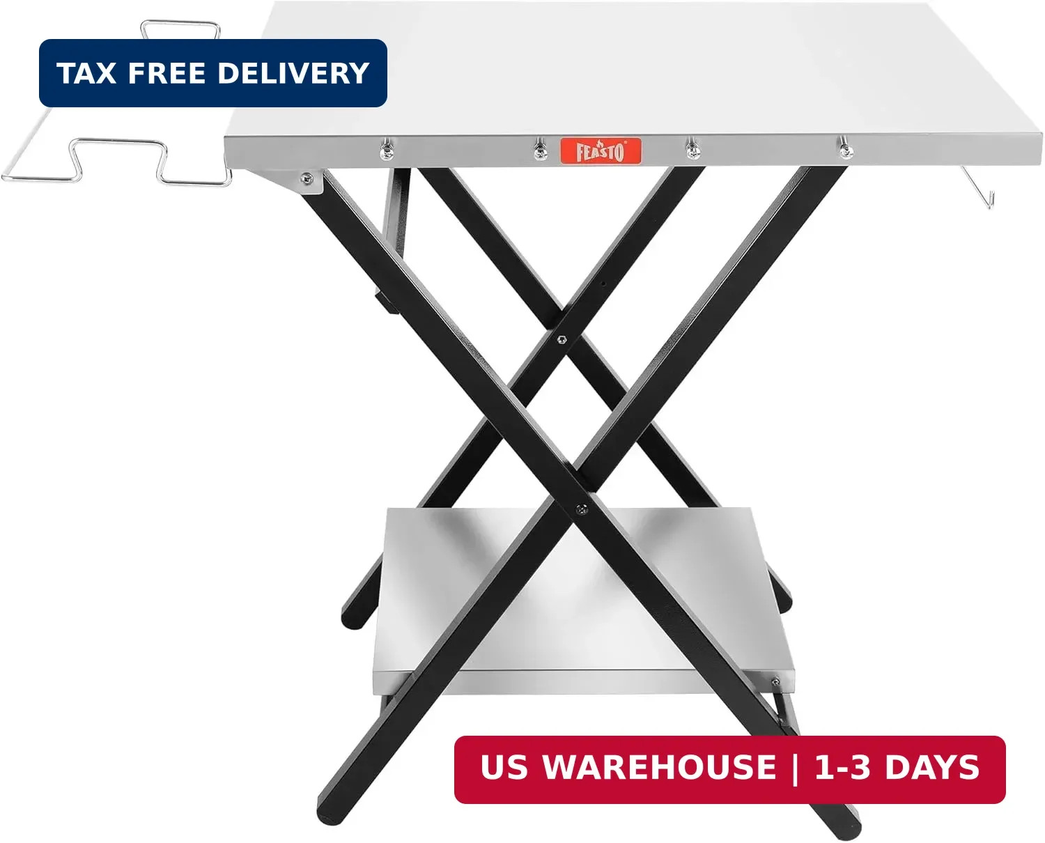 Outdoor Grill Table, Folding Prep Table, 30" x 24", Stainless Steel | wit