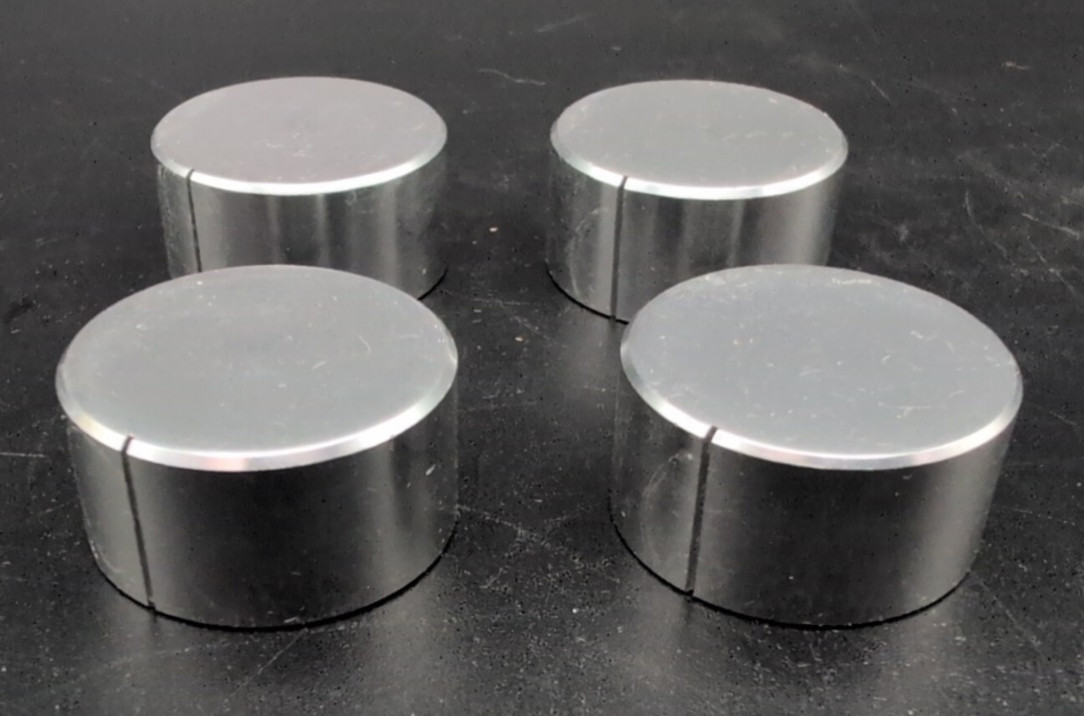 VINTAGE ALUMINUM STEREO CONTROL KNOBS LARGE NOS (Qty 4)