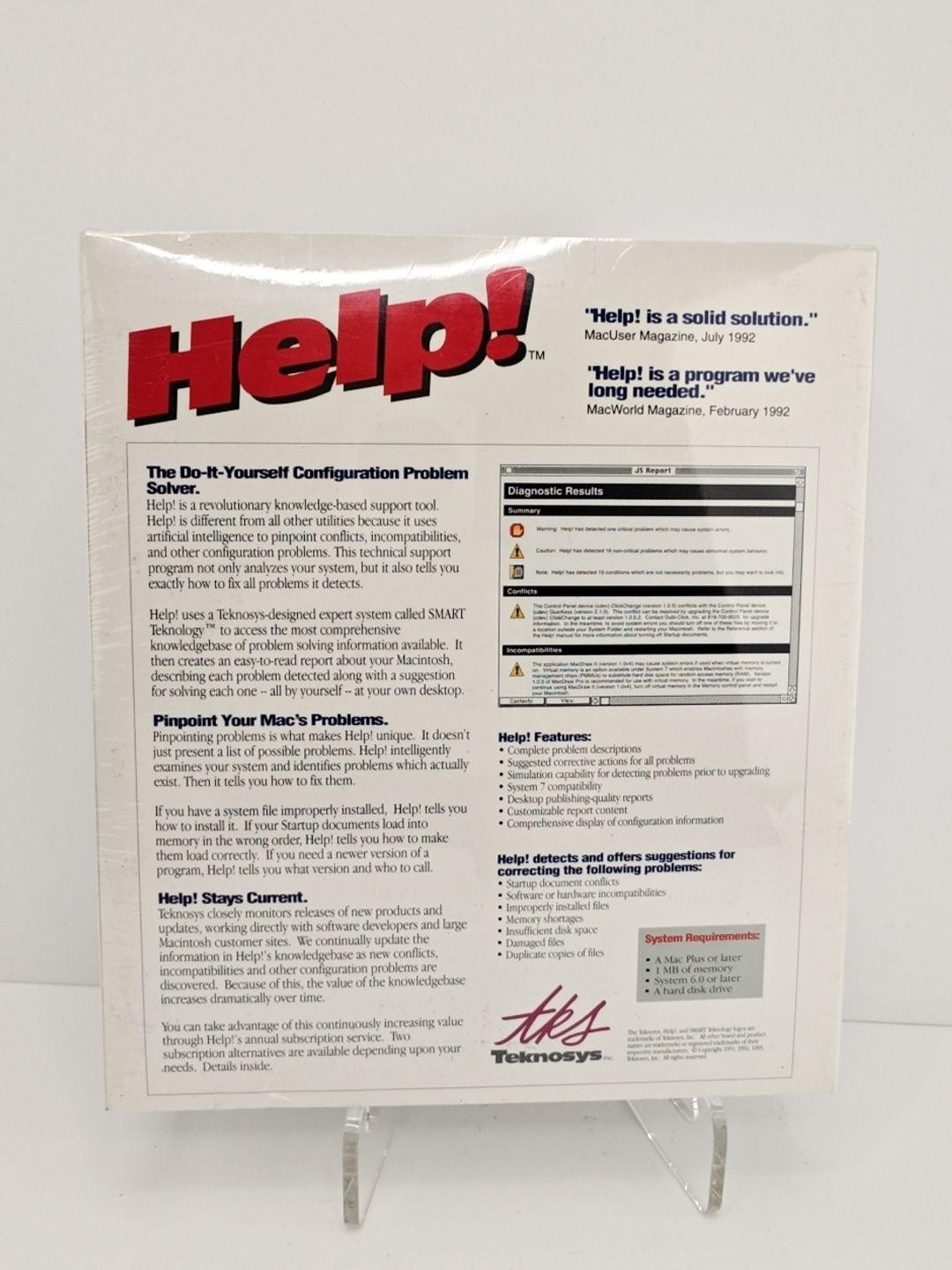 Vintage Teknosys Help! Desktop Support Mac 3.5 Floppy Software NEW SEALED