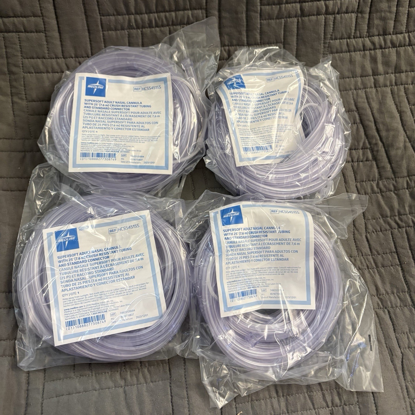 Medline Super-Soft Adult Nasal Cannula 25ft. Crush Resistant Tubing (Lot of 4)