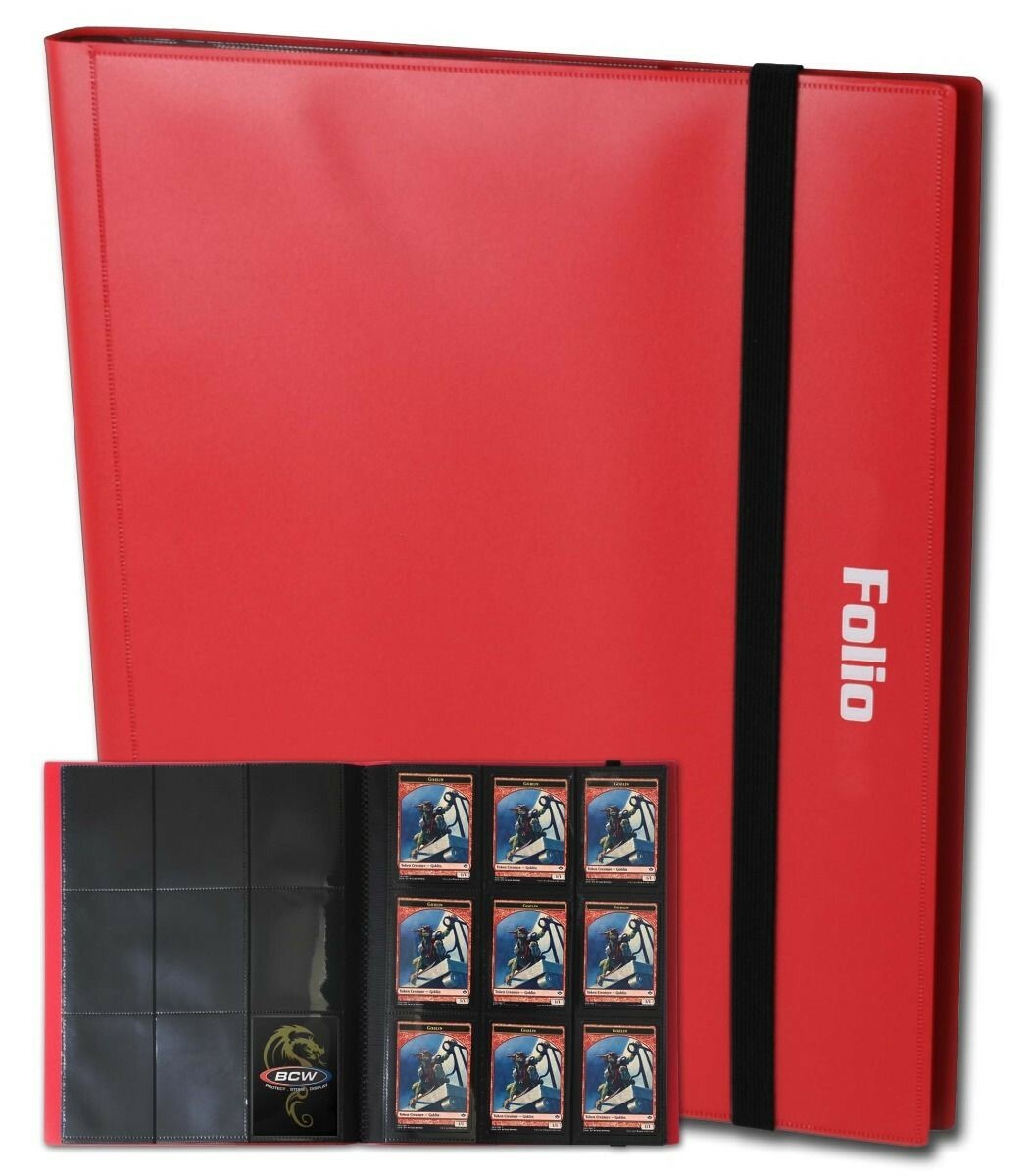 BCW Red Gaming Card Folio Album 9 Pocket Pages Magic & Pokemon Holder Hold 360