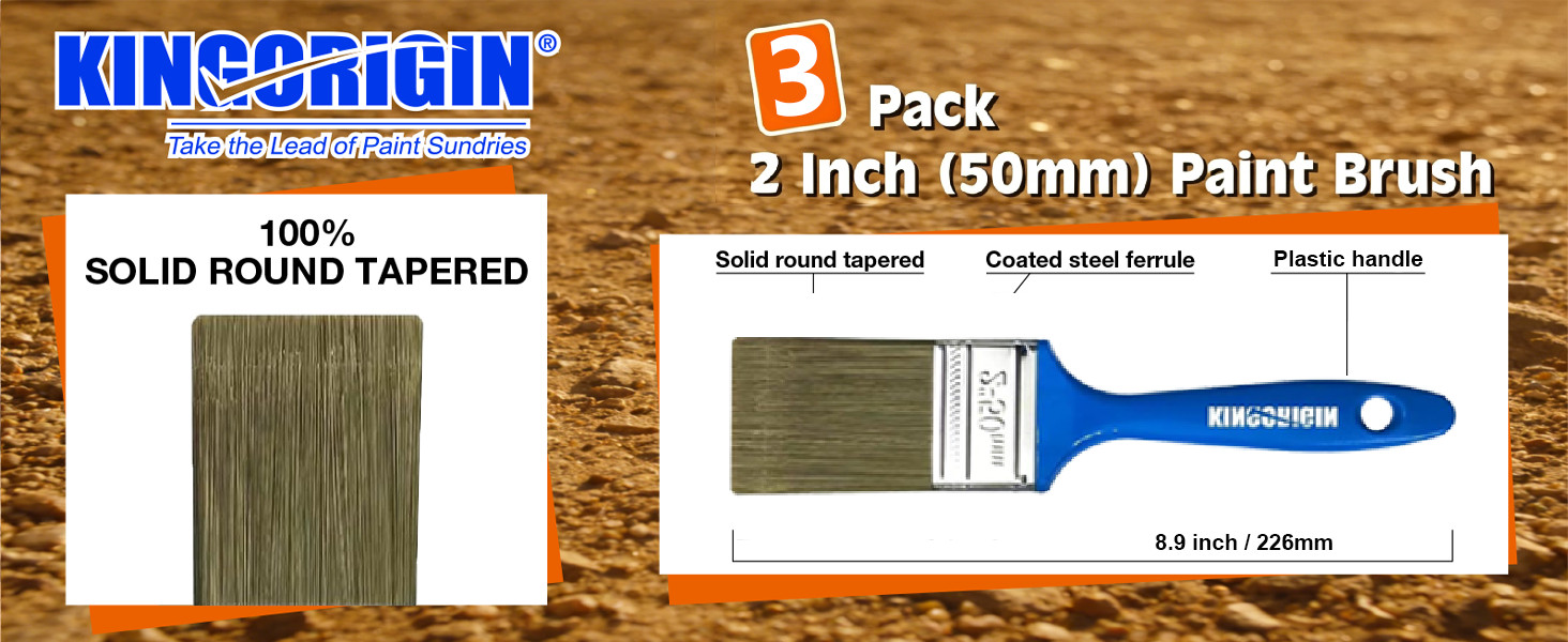 King Origin Versatile Paint Brush Set, 3 Pack, 2 Inch Paint Brushes, Small Paint