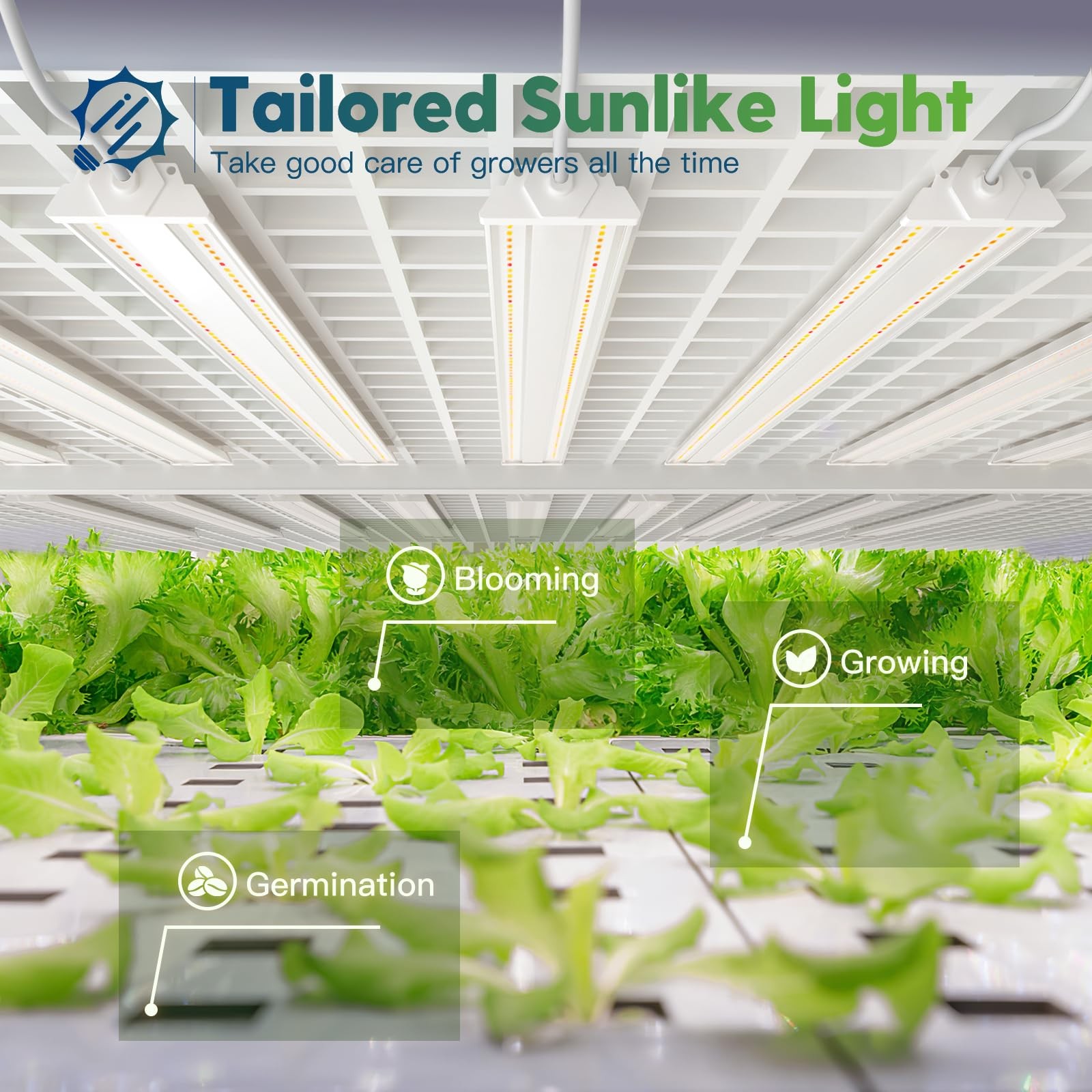 1 Pack 4ft LED Grow Light, 60W (350W Equivalent), Sunlike Full Spectrum Integ...