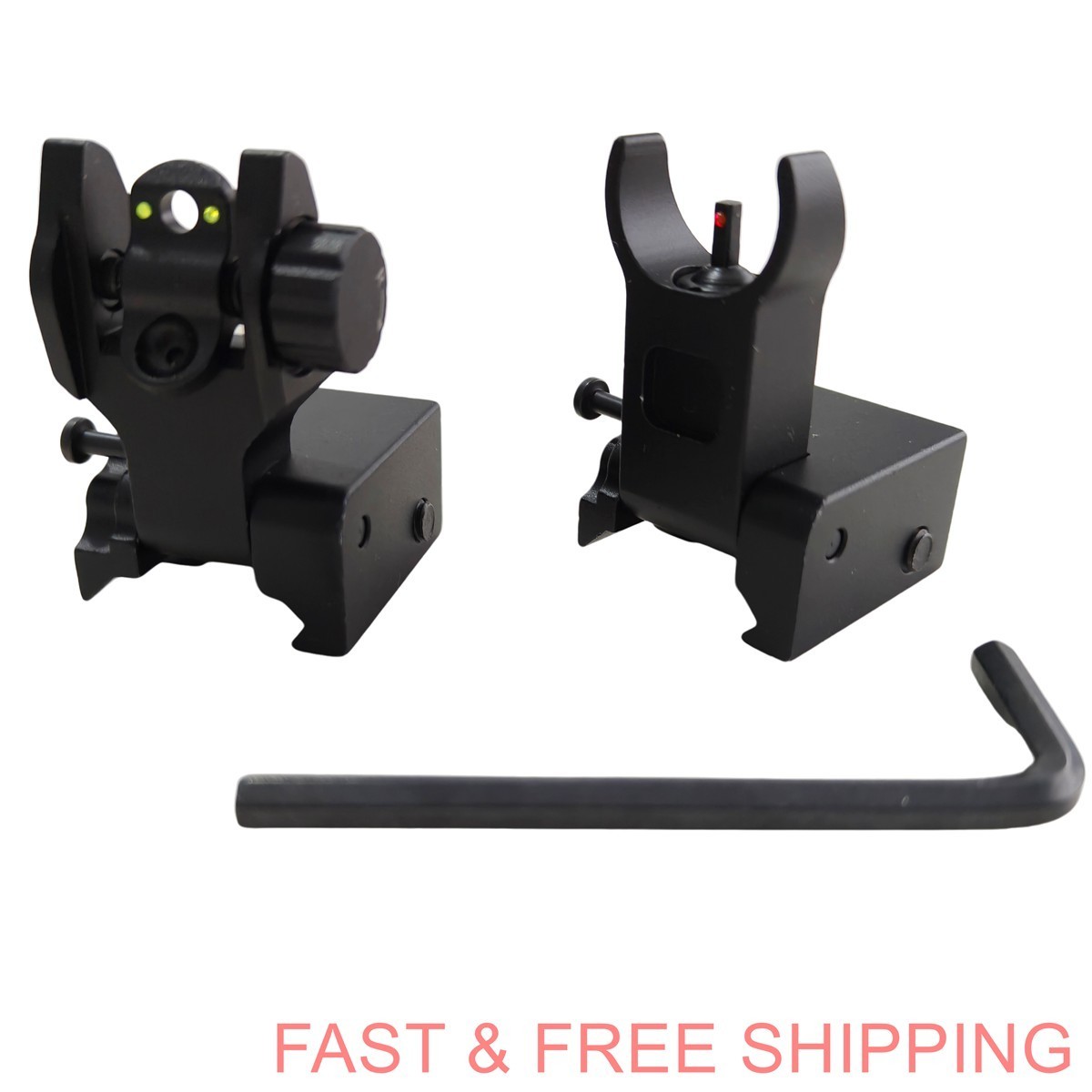 T actical Folding Back Up Iron Sight Flip Up Sights Front Rear Picatinny Rail BK