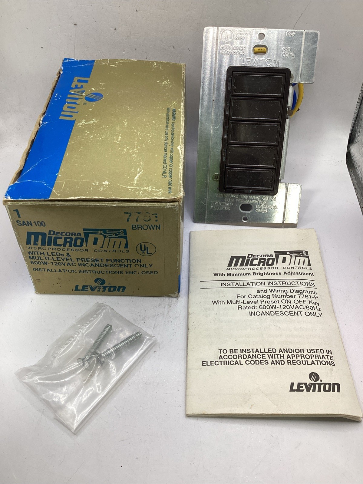 Leviton 7761 Decora Micro Dimmer Multi-Level Preset Function Brown New