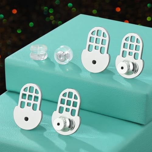 18K White Gold Plated Earring Backs - Waterdrop Style, Heavy Earring Support, 6