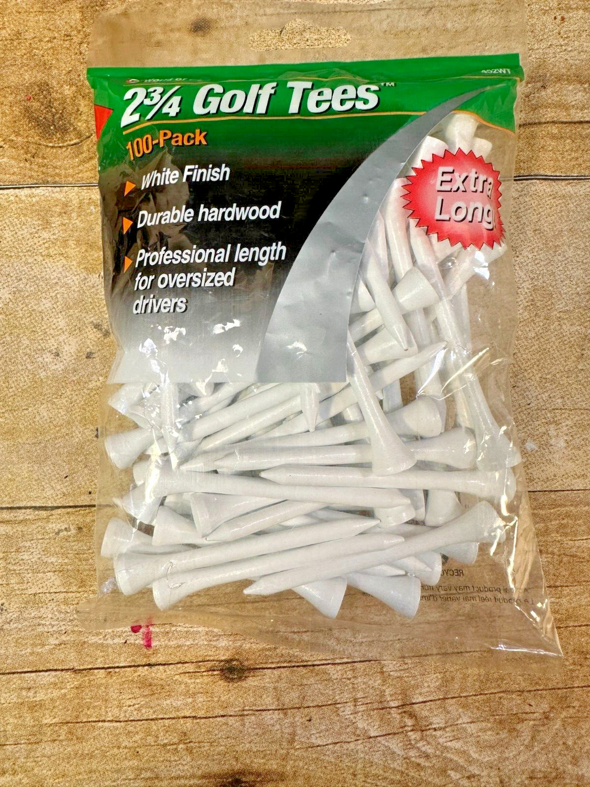 JEF World of Golf Tees 2 3/4'' HI-Performance 2.75" Wood White 100 PK Mdl 452WT