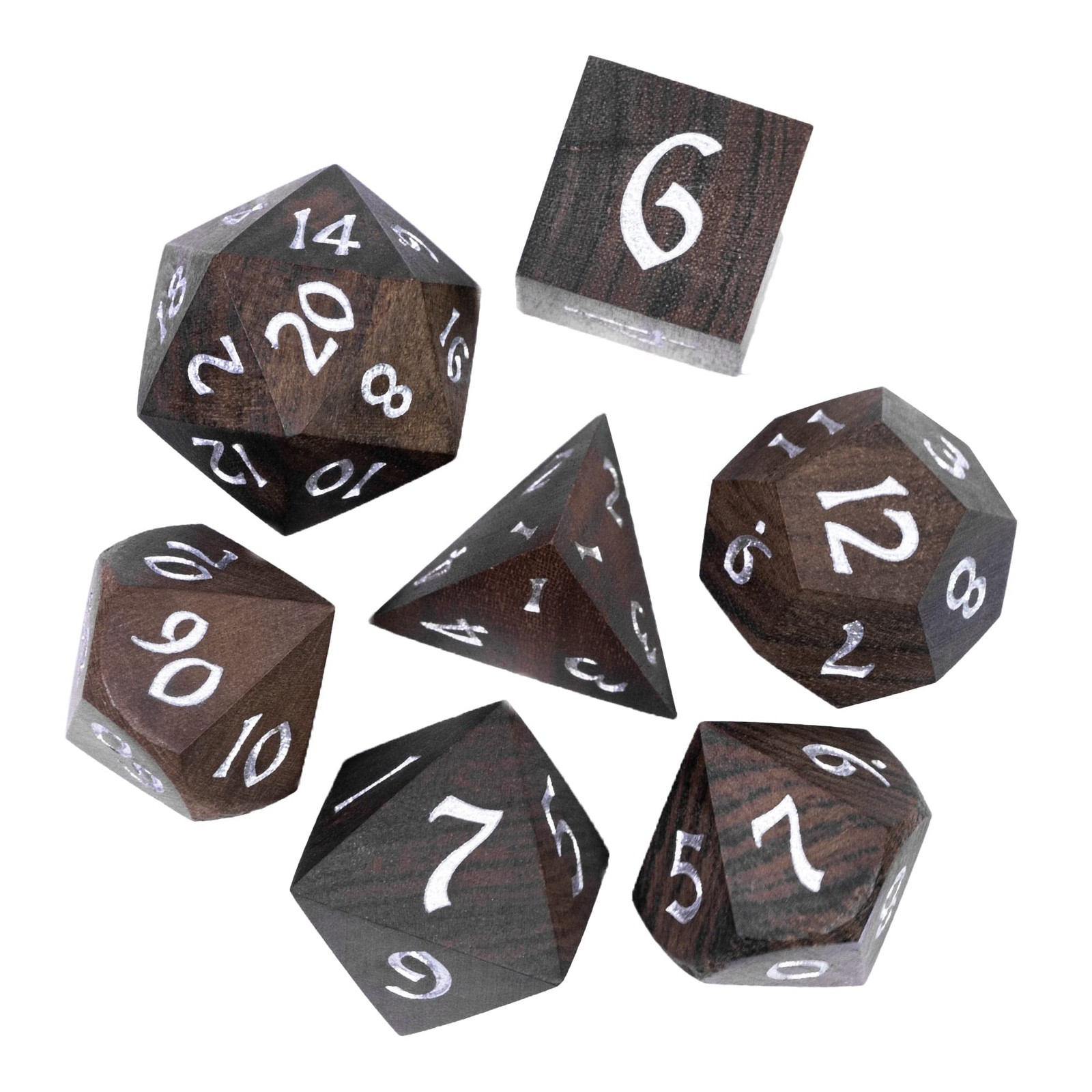7PCS Wooden Polyhedral Dice Set, D&D Wood DND Dice Set with Metal Box for Rol...