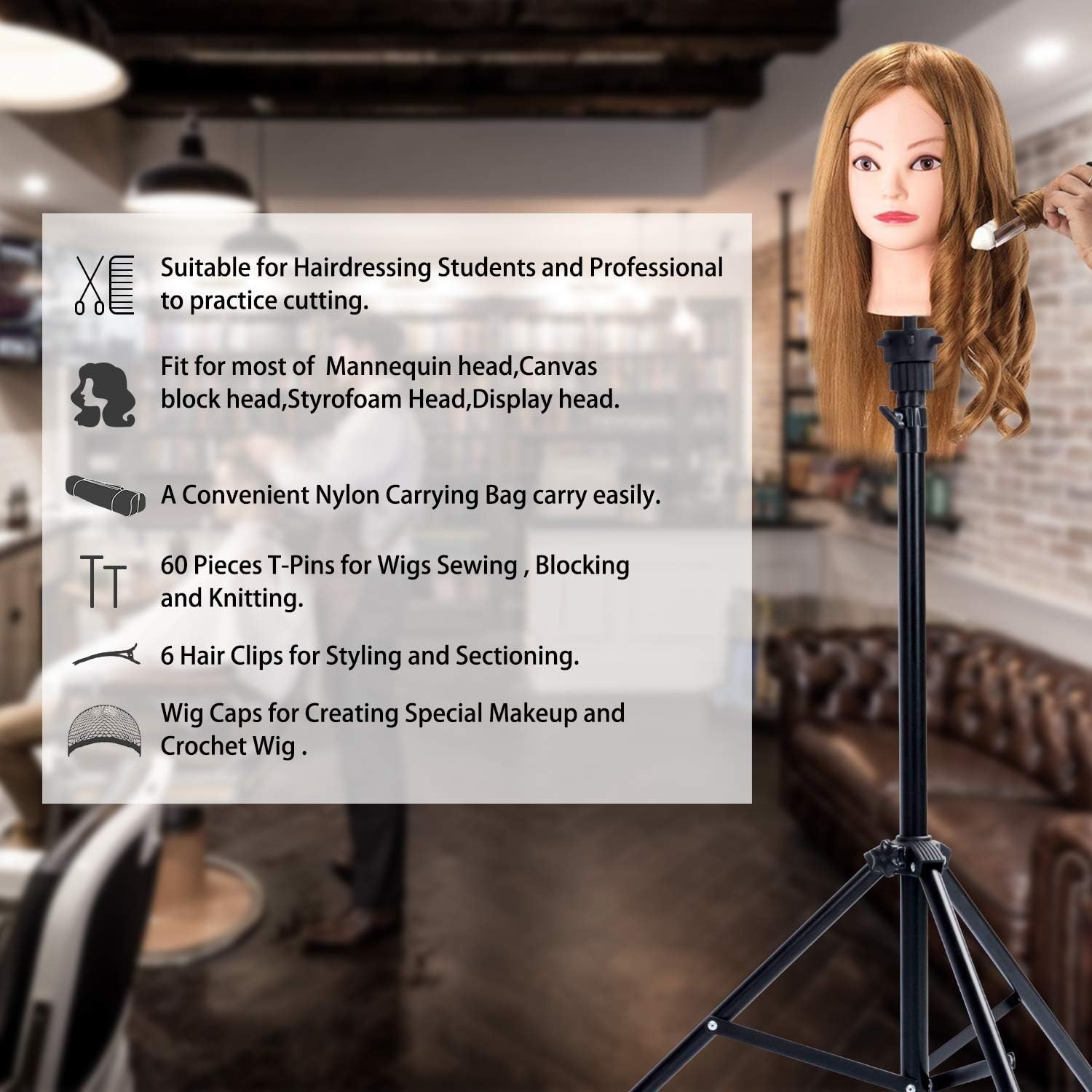 Ultimate Wig Styling Tripod (34.64-51.48in) - Includes Carry Bag & Clips