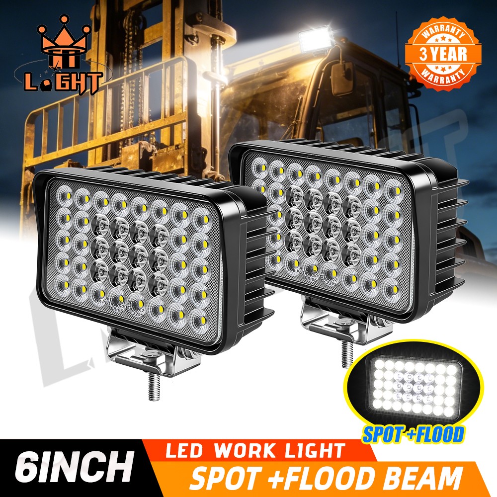 2PCS 200W Flood Beam LED Work Light 4x6 inch for Jeep Off-road ATV SUV UTV 4X4