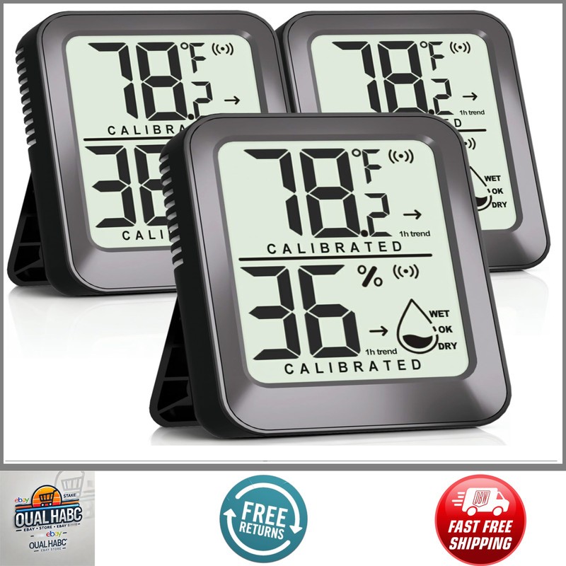 3 Pack Digital Room Thermometer Hygrometer Indoor Humidity Gauge Monitor Home