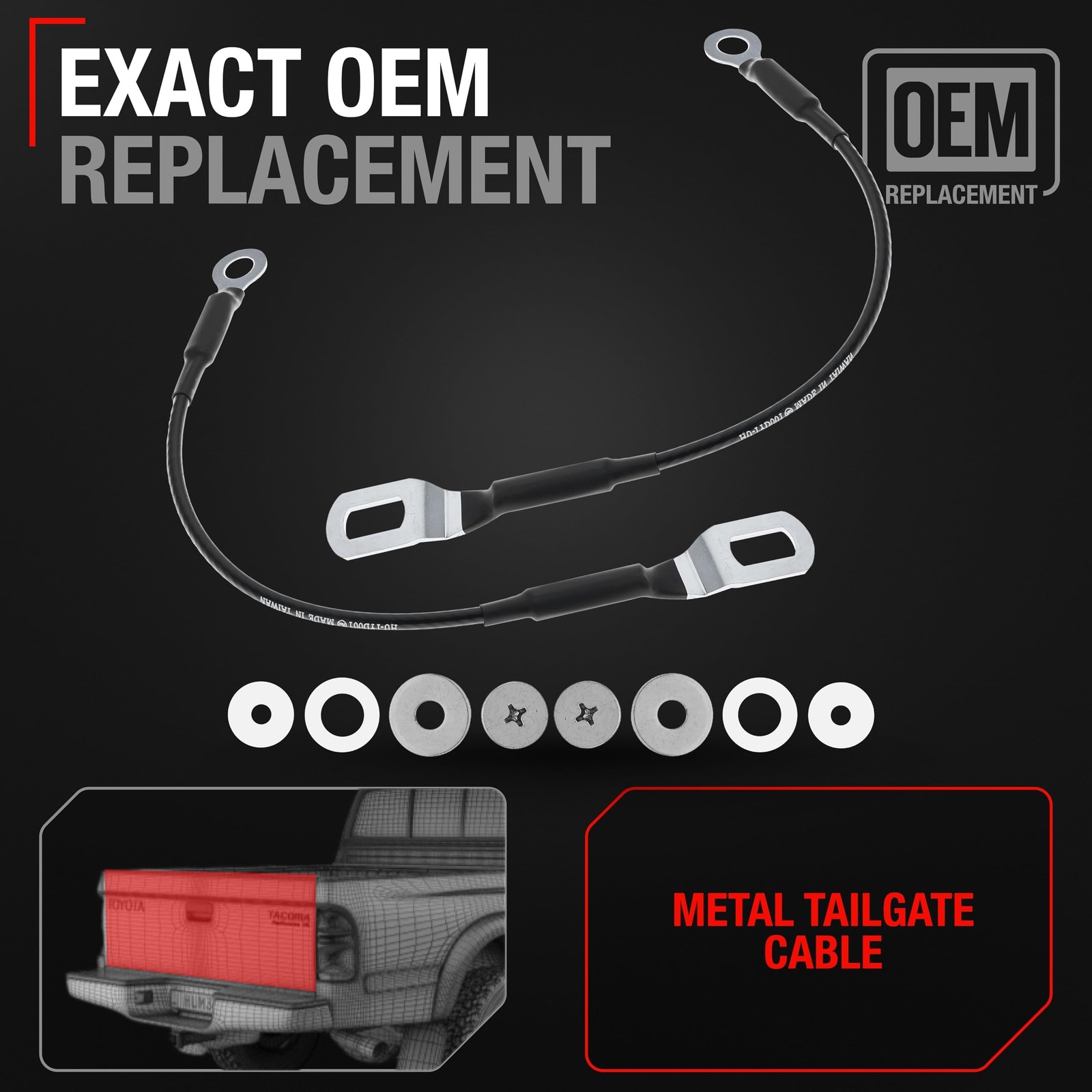 Tailgate Support Cable, Left & Right for Toyota Tacoma