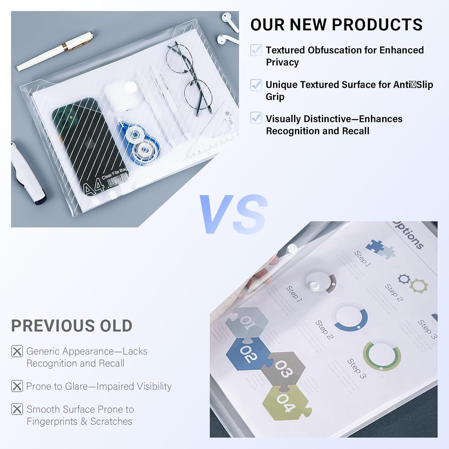 10 Pack, Plastic Envelopes – Transparent Waterproof Reusable File Folders for A4