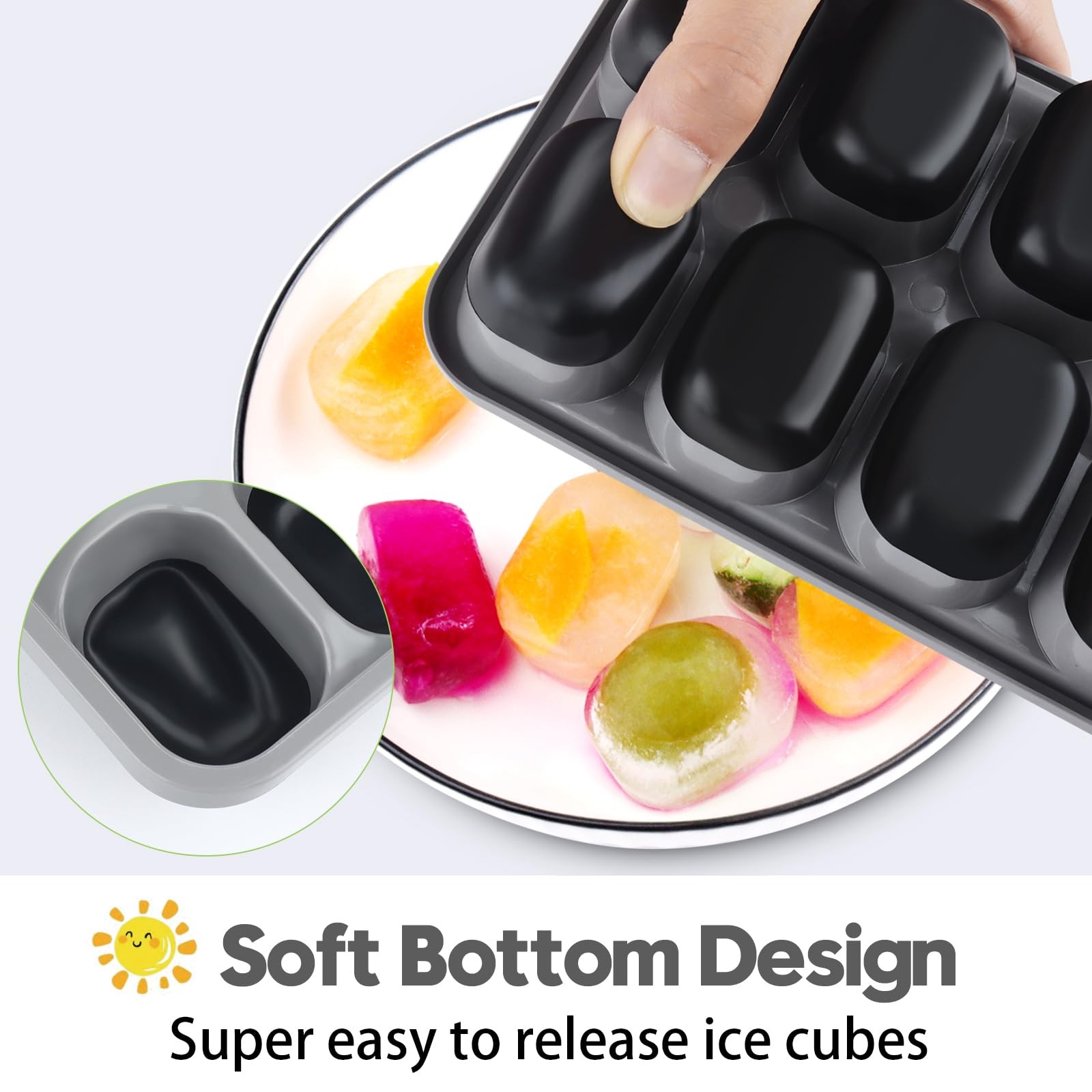 Ice Cube Tray 4 Pack, Easy-Release & Flexible 56 pcs Silicone Ice Cube Trays