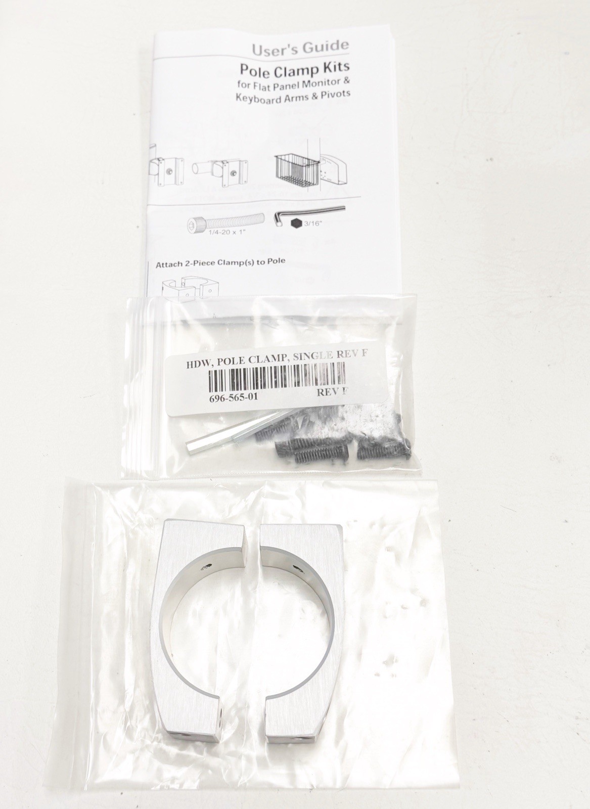 New - Ergotron Split Pole Clamp Bracket Kit For 1.5" Diameter Pole