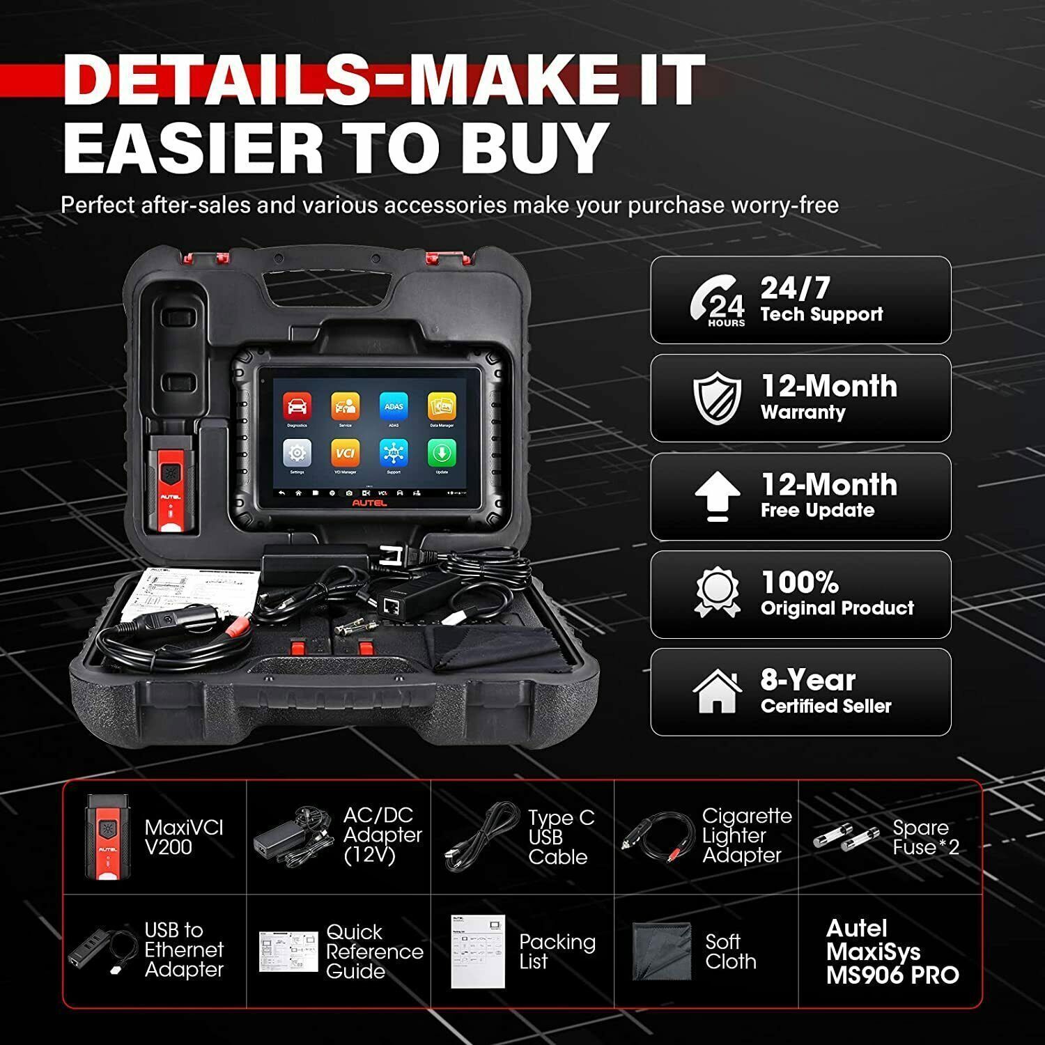 Autel MaxiSYS MS906 Pro ECU Coding Full System Diagnostic Scanner AS MK906 PRO