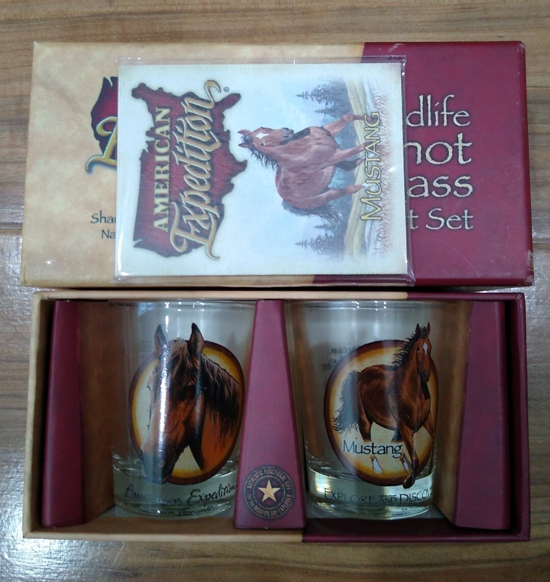 WILD MUSTANG WILDLIFE 2 PACK SET 1.5OZ SHOT GLASSES