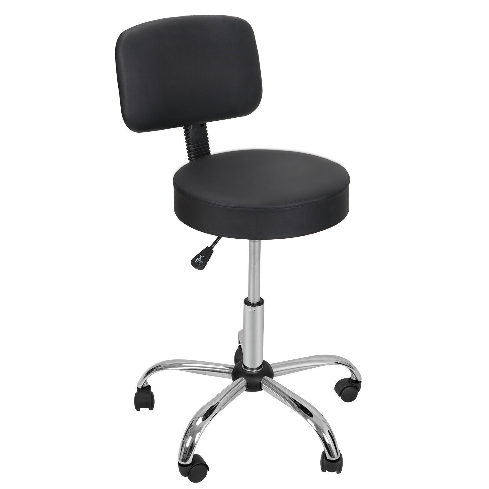 Adjustable Hydralic Salon Stool With Back Cushion Rolling Swivel Spa Stool
