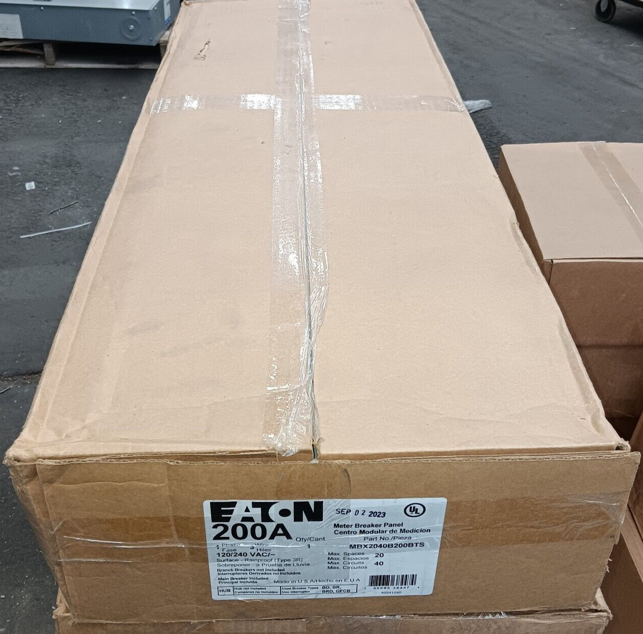 NEW EATON MBX2040B200BTS 200 AMP MAIN BREAKER METER PANEL RINGLESS 4-JAW 120/24V