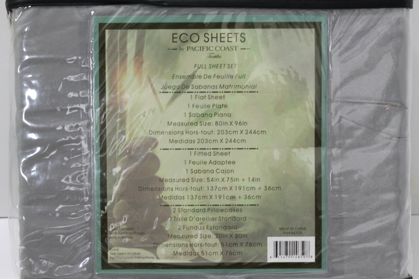 ECO SHEETS 4 Piece Bamboo Rich FULL Size Sheet Set with 220 Thread Count Grey