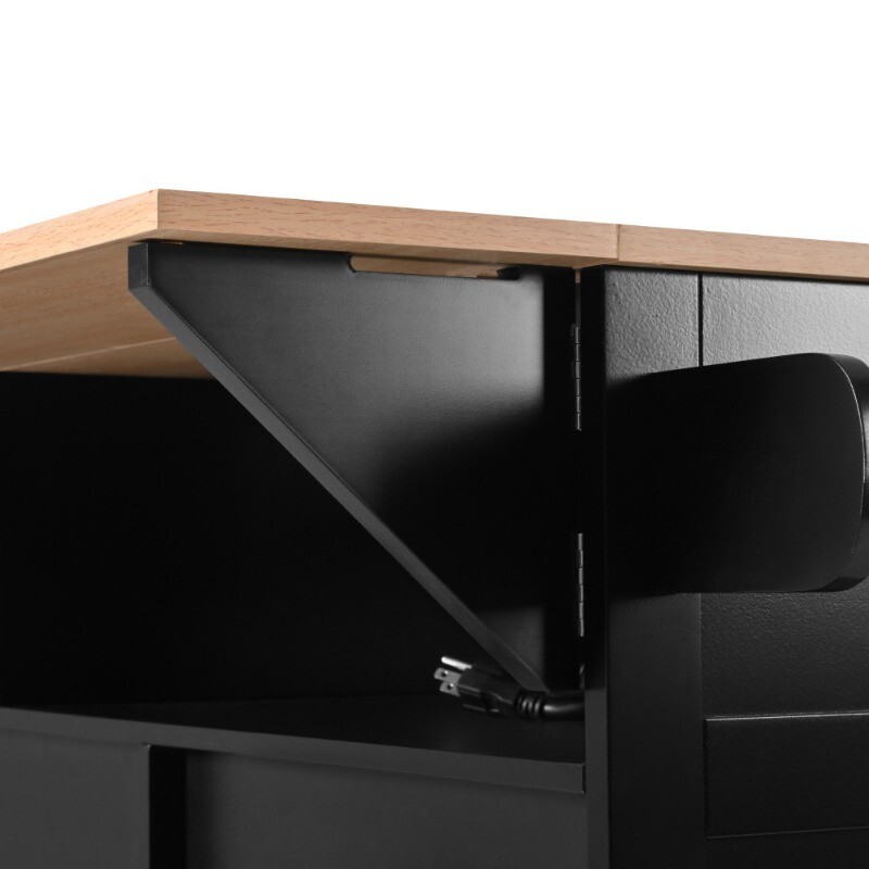 55.7'' Large Kitchen Island with 2 Drop Leaf Rolling Kitchen Cart on 5 Wheels