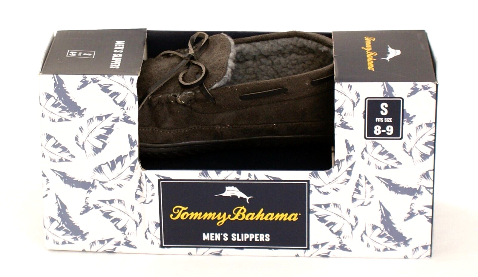 Tommy Bahama Dark Gray Indoor Outdoor Fleece Lined Slippers Men's Size S  8/9