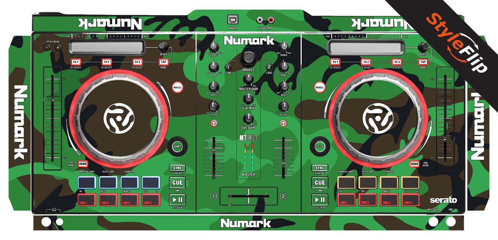 Numark Mixtrack Pro 3 | Green Camo | Protective Decal | StyleFlip Skins