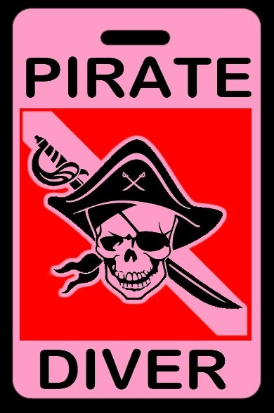 Pink PIRATE DIVER SCUBA Diving Luggage/Gear Bag Tag - New