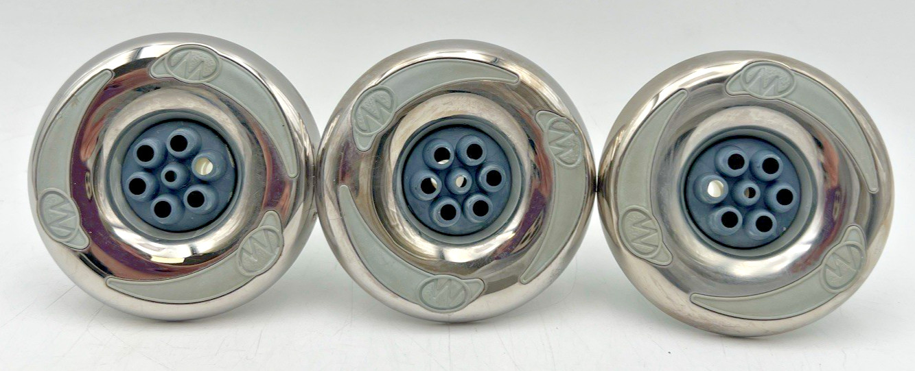 (3) MASTER SPA 3.25"  REPLACEMENT JETS MR2186900 MASSAGE STAINLESS TOP W/LOGO