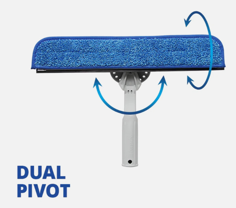 Wagtail High Flyer Window Cleaning Tool Dual Pivot 40cm/16" Microfibre, Squeeqee