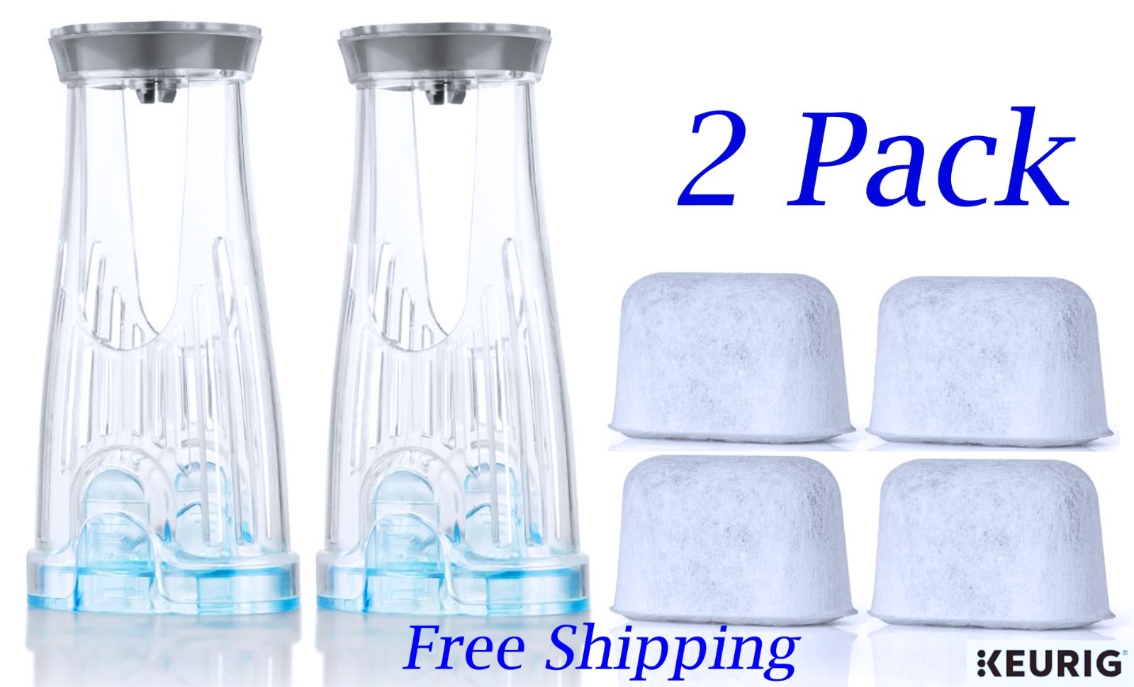 2 Keurig Short Handle Water Filter Replacments & 4 Filters - K200 Series & K 2.0