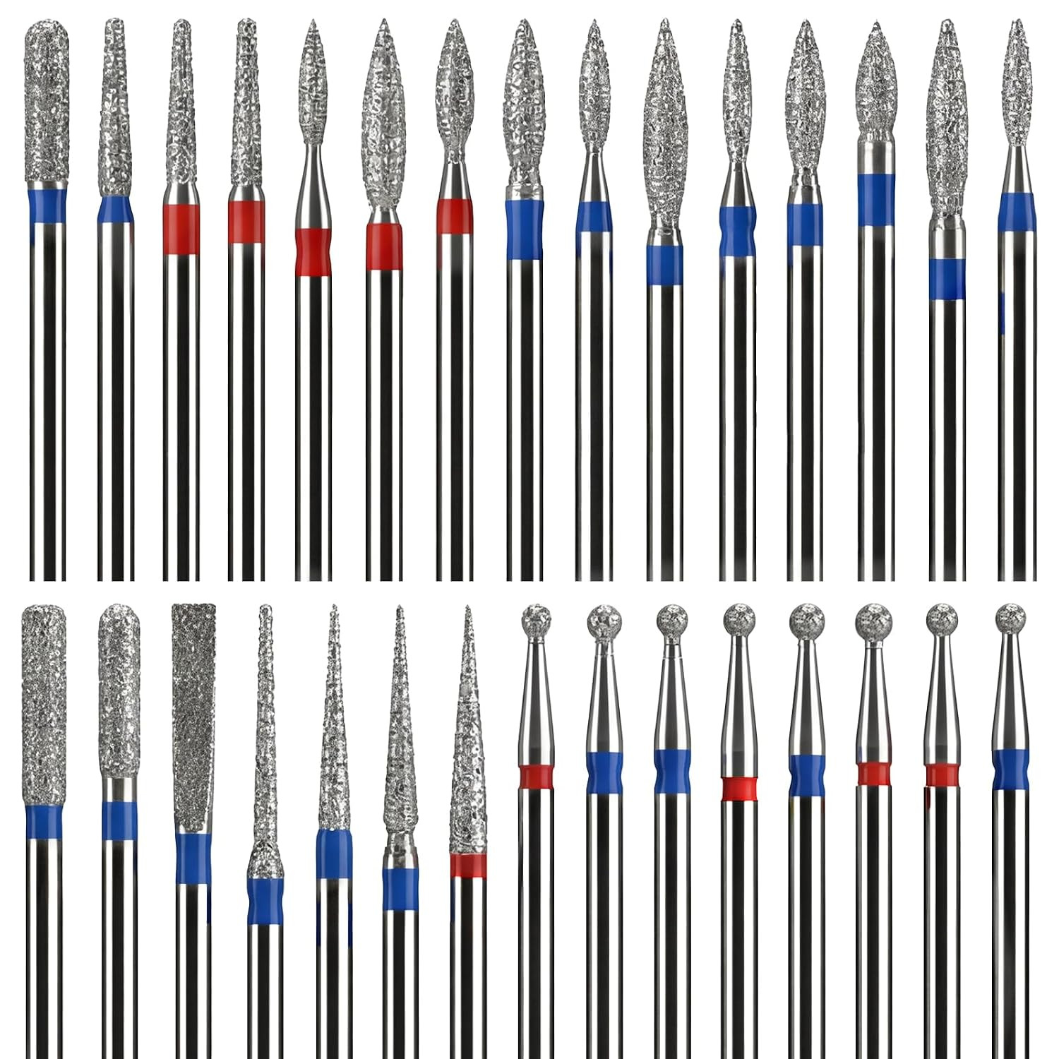 30 Piece Diamond Nail Drill Bits Set Carbide Cuticle Bits 3/32 Inch Diamond