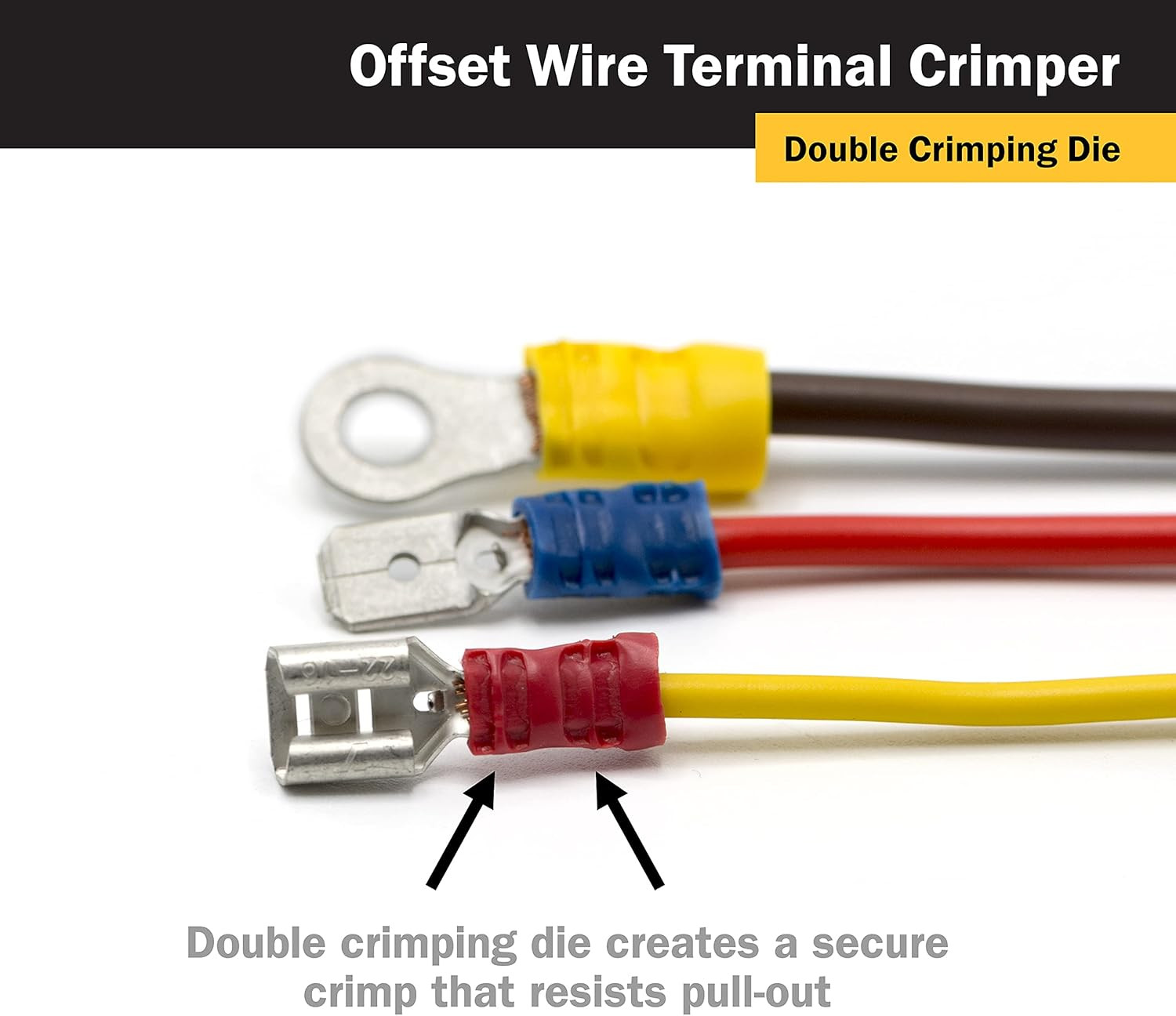 11957 Offset Ratcheting Wire Terminal Crimper Tool for Insulated Terminals, Fixe