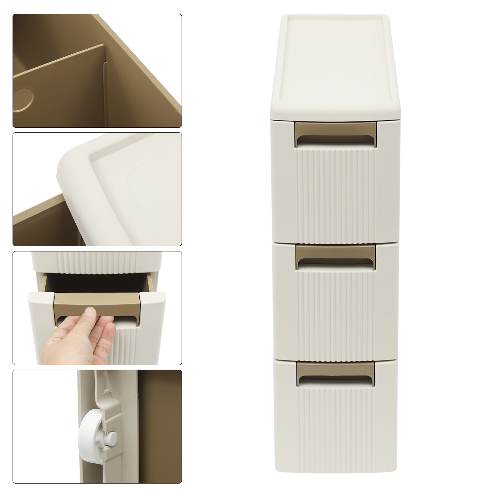 Narrow Storage Cabinet, Slim Rolling Cart, Mobile Cart Container