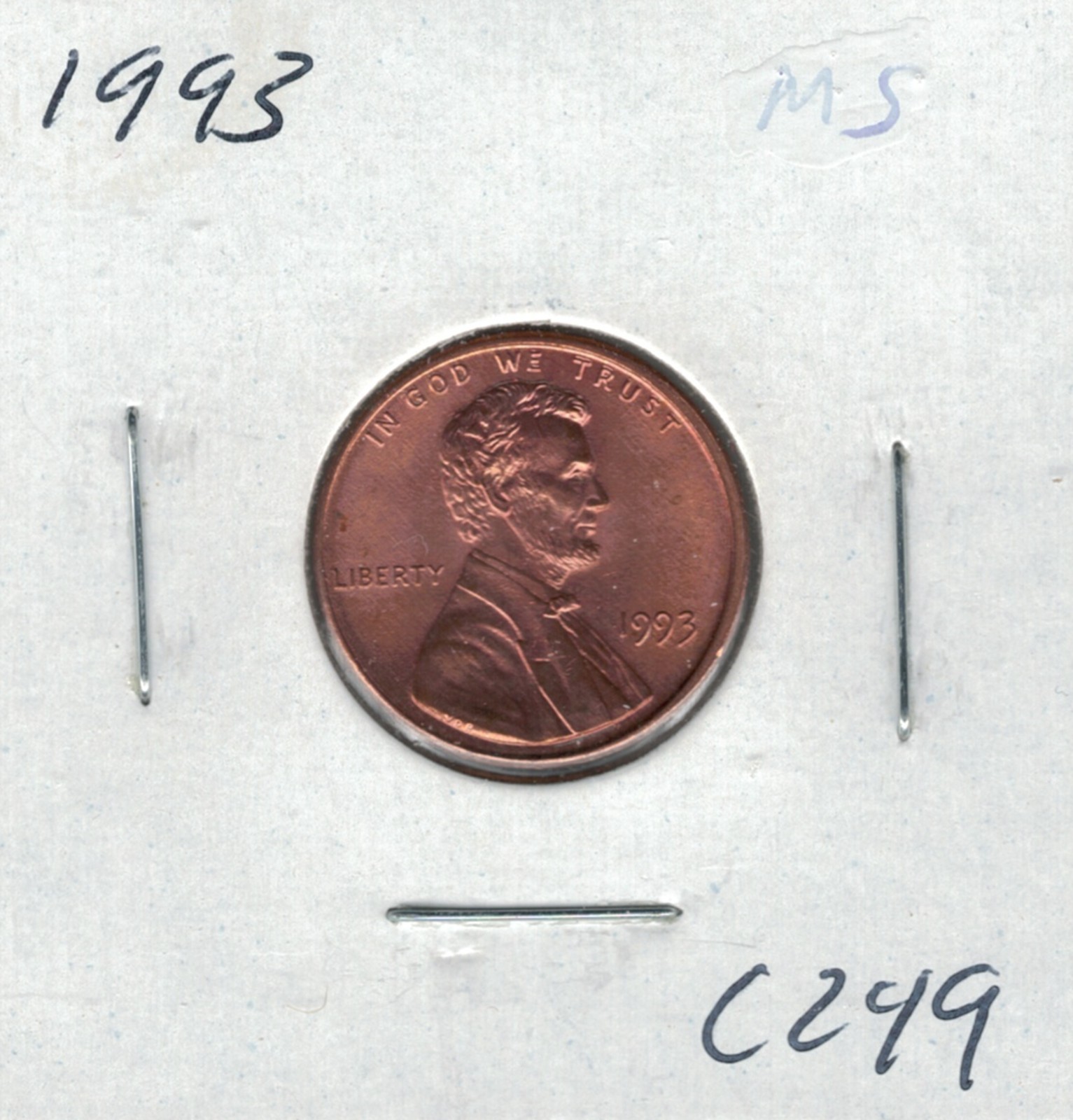 1993 Lincoln Memorial Penny C249 !!!Free Shipping!!!