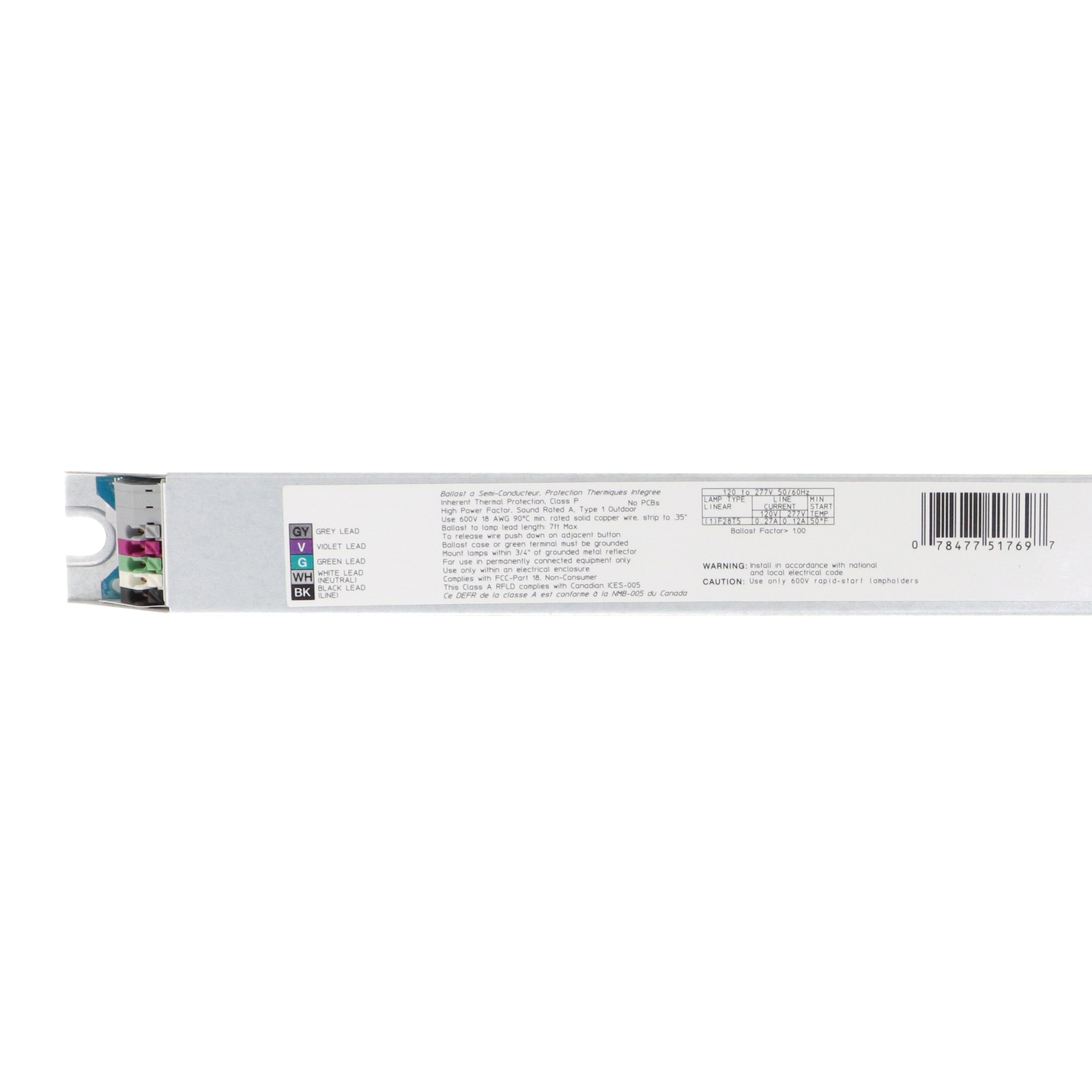 LEVITON SA1J5-28M SECTOR-7 DIMMING BALLAST, 0-10V, 1-LAMP, 28W T5, 120/277V