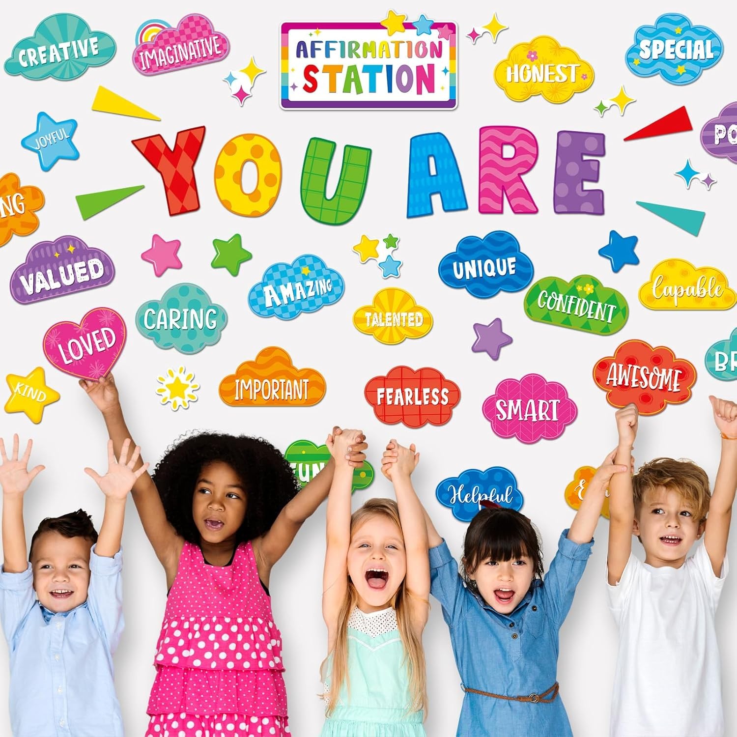 45pcs Bright Affirmation Station Bulletin Board Set Motivational [Multiple]
